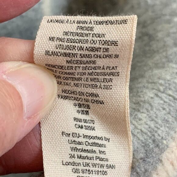 Free People Wool gray and cream strip poncho cape jacket - Picture 4 of 12